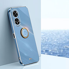 Coque Ultra Fine Silicone Souple Housse Etui avec Support Bague Anneau Aimante Magnetique XL1 pour Oppo A58x 5G Bleu