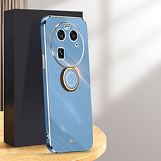 Coque Ultra Fine Silicone Souple Housse Etui avec Support Bague Anneau Aimante Magnetique XL1 pour Oppo Find X6 Pro 5G Bleu