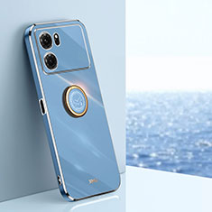 Coque Ultra Fine Silicone Souple Housse Etui avec Support Bague Anneau Aimante Magnetique XL1 pour Oppo K10 5G Bleu