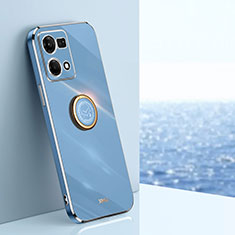 Coque Ultra Fine Silicone Souple Housse Etui avec Support Bague Anneau Aimante Magnetique XL1 pour Oppo Reno7 4G Bleu