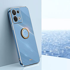 Coque Ultra Fine Silicone Souple Housse Etui avec Support Bague Anneau Aimante Magnetique XL1 pour Oppo Reno8 5G Bleu