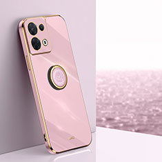 Coque Ultra Fine Silicone Souple Housse Etui avec Support Bague Anneau Aimante Magnetique XL1 pour Oppo Reno8 5G Rose