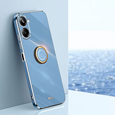 Coque Ultra Fine Silicone Souple Housse Etui avec Support Bague Anneau Aimante Magnetique XL1 pour Realme 10 4G Bleu
