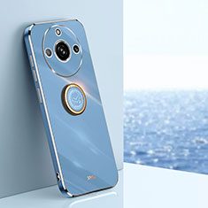 Coque Ultra Fine Silicone Souple Housse Etui avec Support Bague Anneau Aimante Magnetique XL1 pour Realme 11 Pro 5G Bleu