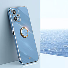 Coque Ultra Fine Silicone Souple Housse Etui avec Support Bague Anneau Aimante Magnetique XL1 pour Realme 9 5G Bleu