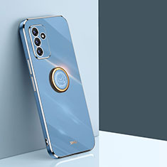 Coque Ultra Fine Silicone Souple Housse Etui avec Support Bague Anneau Aimante Magnetique XL1 pour Samsung Galaxy A05s Bleu