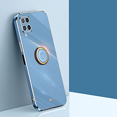 Coque Ultra Fine Silicone Souple Housse Etui avec Support Bague Anneau Aimante Magnetique XL1 pour Samsung Galaxy A12 Nacho Bleu