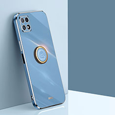 Coque Ultra Fine Silicone Souple Housse Etui avec Support Bague Anneau Aimante Magnetique XL1 pour Samsung Galaxy A22 5G Bleu