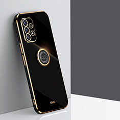 Coque Ultra Fine Silicone Souple Housse Etui avec Support Bague Anneau Aimante Magnetique XL1 pour Samsung Galaxy A52 5G Noir