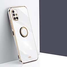 Coque Ultra Fine Silicone Souple Housse Etui avec Support Bague Anneau Aimante Magnetique XL1 pour Samsung Galaxy M51 Blanc