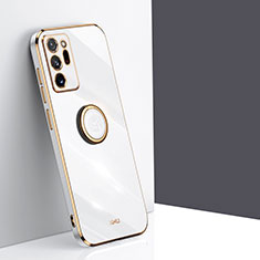 Coque Ultra Fine Silicone Souple Housse Etui avec Support Bague Anneau Aimante Magnetique XL1 pour Samsung Galaxy Note 20 Ultra 5G Blanc