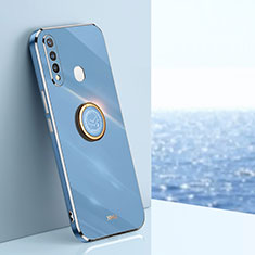 Coque Ultra Fine Silicone Souple Housse Etui avec Support Bague Anneau Aimante Magnetique XL1 pour Vivo iQOO U3 4G Bleu