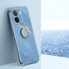 Coque Ultra Fine Silicone Souple Housse Etui avec Support Bague Anneau Aimante Magnetique XL1 pour Vivo iQOO Z7 5G Bleu
