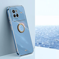 Coque Ultra Fine Silicone Souple Housse Etui avec Support Bague Anneau Aimante Magnetique XL1 pour Vivo X80 5G Bleu