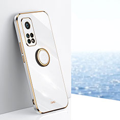 Coque Ultra Fine Silicone Souple Housse Etui avec Support Bague Anneau Aimante Magnetique XL1 pour Xiaomi Mi 10T Pro 5G Blanc