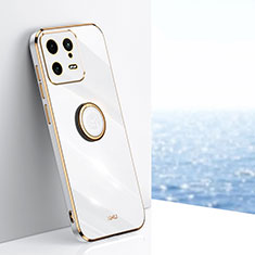 Coque Ultra Fine Silicone Souple Housse Etui avec Support Bague Anneau Aimante Magnetique XL1 pour Xiaomi Mi 13 5G Blanc