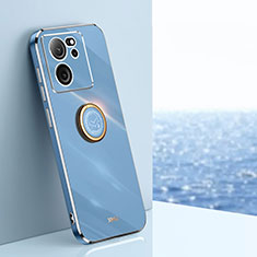 Coque Ultra Fine Silicone Souple Housse Etui avec Support Bague Anneau Aimante Magnetique XL1 pour Xiaomi Mi 13T 5G Bleu