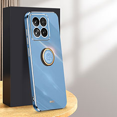 Coque Ultra Fine Silicone Souple Housse Etui avec Support Bague Anneau Aimante Magnetique XL1 pour Xiaomi Mi 14 5G Bleu