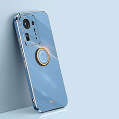 Coque Ultra Fine Silicone Souple Housse Etui avec Support Bague Anneau Aimante Magnetique XL1 pour Xiaomi Mi Mix 4 5G Bleu