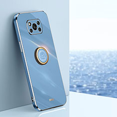 Coque Ultra Fine Silicone Souple Housse Etui avec Support Bague Anneau Aimante Magnetique XL1 pour Xiaomi Poco X3 NFC Bleu