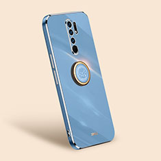 Coque Ultra Fine Silicone Souple Housse Etui avec Support Bague Anneau Aimante Magnetique XL1 pour Xiaomi Redmi 9 Bleu