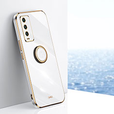 Coque Ultra Fine Silicone Souple Housse Etui avec Support Bague Anneau Aimante Magnetique XL1 pour Xiaomi Redmi 9T 4G Blanc