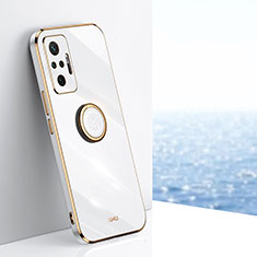 Coque Ultra Fine Silicone Souple Housse Etui avec Support Bague Anneau Aimante Magnetique XL1 pour Xiaomi Redmi Note 10 Pro 4G Blanc