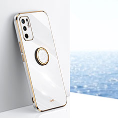 Coque Ultra Fine Silicone Souple Housse Etui avec Support Bague Anneau Aimante Magnetique XL1 pour Xiaomi Redmi Note 10T 5G Blanc