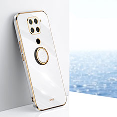 Coque Ultra Fine Silicone Souple Housse Etui avec Support Bague Anneau Aimante Magnetique XL1 pour Xiaomi Redmi Note 9 Blanc