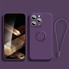 Coque Ultra Fine Silicone Souple Housse Etui avec Support Bague Anneau Aimante Magnetique YK1 pour Apple iPhone 13 Pro Max Violet