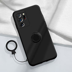 Coque Ultra Fine Silicone Souple Housse Etui avec Support Bague Anneau Aimante Magnetique YK1 pour Samsung Galaxy Note 20 Ultra 5G Noir
