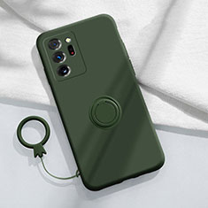Coque Ultra Fine Silicone Souple Housse Etui avec Support Bague Anneau Aimante Magnetique YK1 pour Samsung Galaxy Note 20 Ultra 5G Vert Nuit