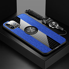 Coque Ultra Fine Silicone Souple Housse Etui avec Support Bague Anneau Aimante Magnetique Z01 pour Apple iPhone 13 Pro Bleu