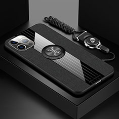 Coque Ultra Fine Silicone Souple Housse Etui avec Support Bague Anneau Aimante Magnetique Z01 pour Apple iPhone 13 Pro Max Noir