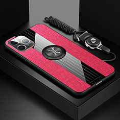 Coque Ultra Fine Silicone Souple Housse Etui avec Support Bague Anneau Aimante Magnetique Z01 pour Apple iPhone 13 Pro Rouge