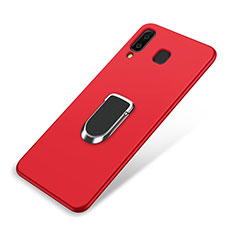 Coque Ultra Fine Silicone Souple Housse Etui avec Support Bague Anneau Aimante pour Samsung Galaxy A9 Star SM-G8850 Rouge
