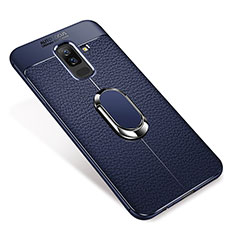 Coque Ultra Fine Silicone Souple Housse Etui avec Support Bague Anneau Aimante S01 pour Samsung Galaxy A6 Plus Bleu
