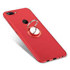 Coque Ultra Fine Silicone Souple Housse Etui avec Support Bague Anneau pour Huawei Enjoy 7S Rouge