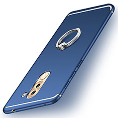 Coque Ultra Fine Silicone Souple Housse Etui avec Support Bague Anneau pour Huawei Honor 6X Pro Bleu