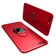 Coque Ultra Fine Silicone Souple Housse Etui avec Support Bague Anneau pour Huawei Honor V10 Rouge