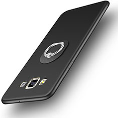 Coque Ultra Fine Silicone Souple Housse Etui avec Support Bague Anneau pour Samsung Galaxy A3 SM-300F Noir
