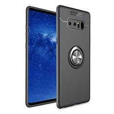 Coque Ultra Fine Silicone Souple Housse Etui avec Support Bague Anneau pour Samsung Galaxy Note 8 Duos N950F Noir