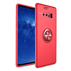Coque Ultra Fine Silicone Souple Housse Etui avec Support Bague Anneau pour Samsung Galaxy Note 8 Duos N950F Rouge