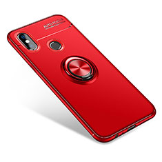 Coque Ultra Fine Silicone Souple Housse Etui avec Support Bague Anneau pour Xiaomi Mi 6X Rouge