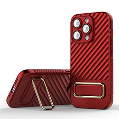 Coque Ultra Fine Silicone Souple Housse Etui avec Support KC1 pour Apple iPhone 13 Pro Rouge