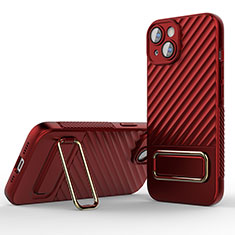 Coque Ultra Fine Silicone Souple Housse Etui avec Support KC2 pour Apple iPhone 14 Plus Rouge