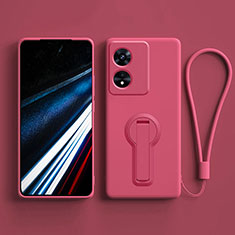 Coque Ultra Fine Silicone Souple Housse Etui avec Support pour Oppo A58 4G Rose Rouge