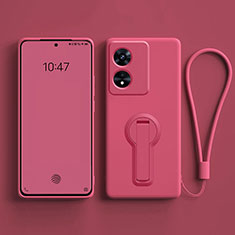 Coque Ultra Fine Silicone Souple Housse Etui avec Support pour Oppo A58 5G Rose Rouge