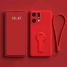 Coque Ultra Fine Silicone Souple Housse Etui avec Support pour Oppo Find X5 5G Rouge