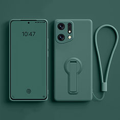 Coque Ultra Fine Silicone Souple Housse Etui avec Support pour Oppo Find X5 5G Vert Nuit